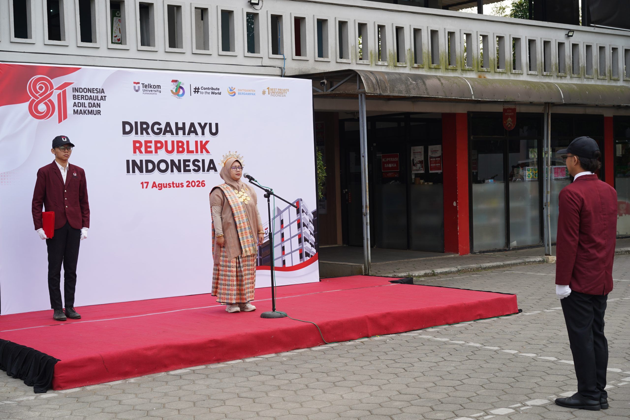 Semarak HUT ke-81 RI, Telkom University Purwokerto Gelar Upacara dan Awarding Tel-U Cup 2026